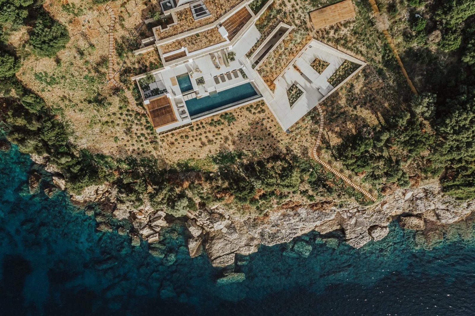 aerial photo of waterfront estate in Greece's Ionian Islands